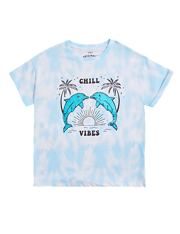 Pure Cotton Chill Vibes Sequin T-Shirt (6-16 Yrs)