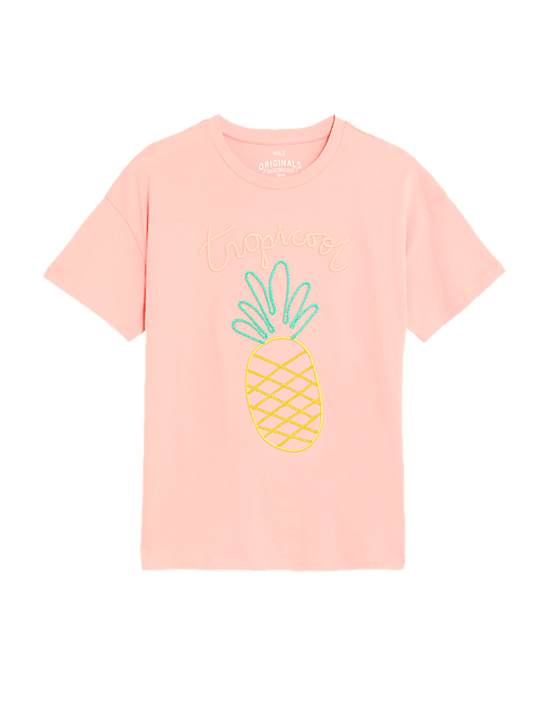 Pure Cotton Embroidered Pineapple T-Shirt