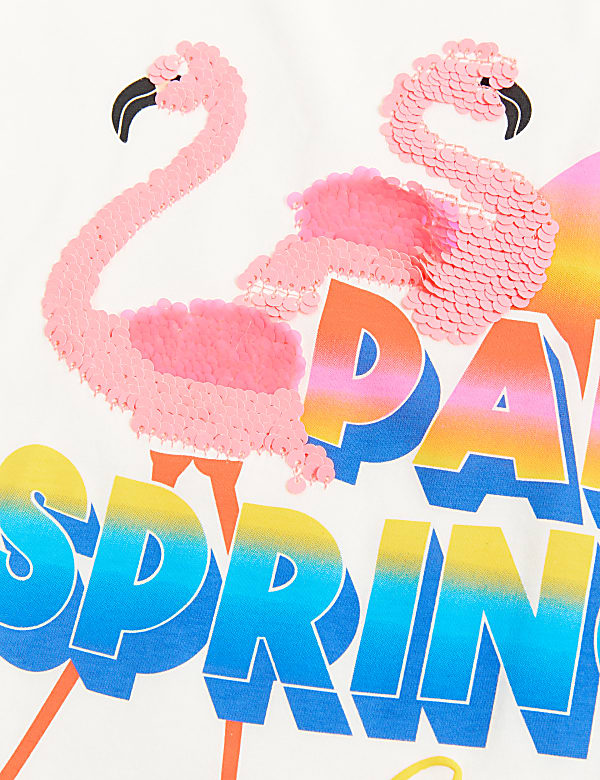 Pure Cotton Sequin Flamingo T-Shirt