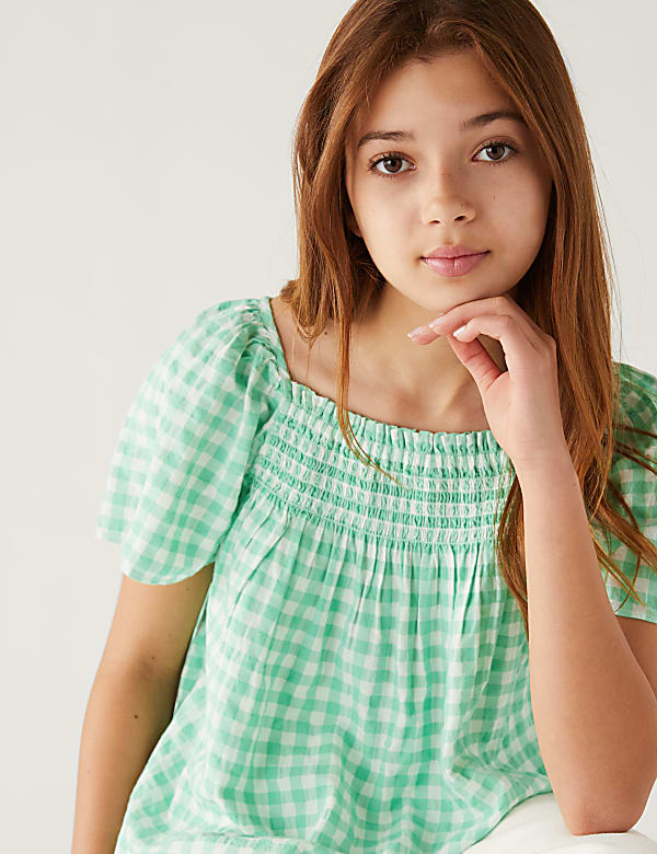 Cotton Rich Checked Blouse