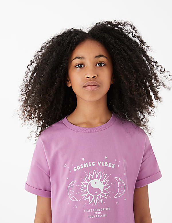 Pure Cotton Cosmic Vibes Slogan T-Shirt (6-16 Yrs)