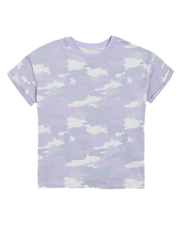 Pure Cotton Camouflage Print T-Shirt