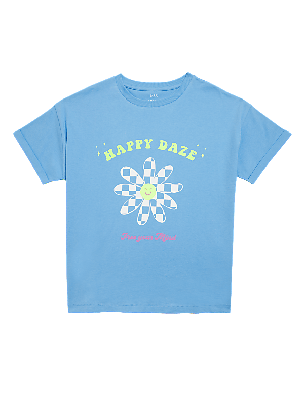 Pure Cotton Happy Daze Slogan T-Shirt (6-16 Yrs)