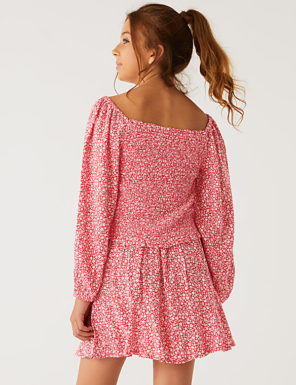 Floral Shirred Top