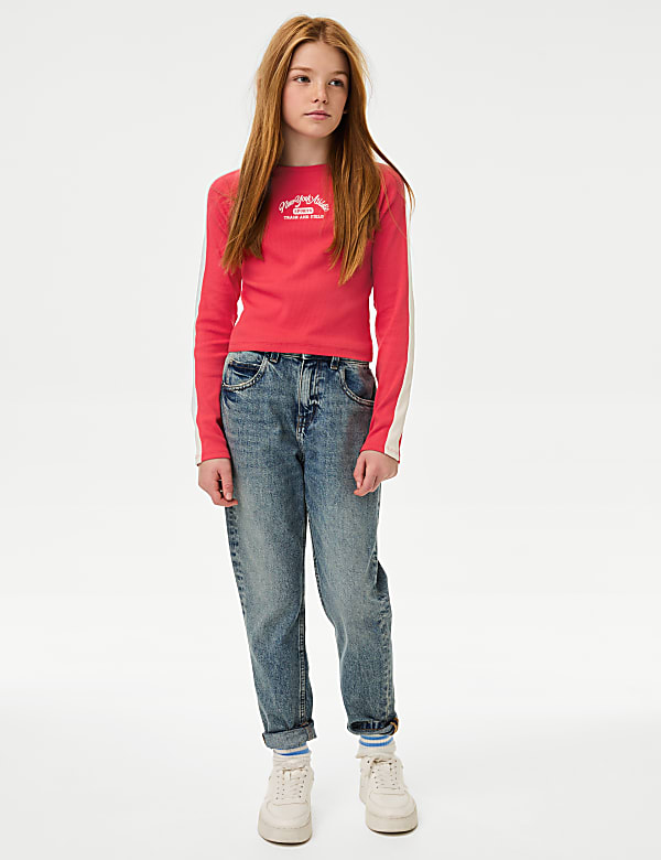Cotton Rich Graphic Ribbed Top (6-16 Yrs)