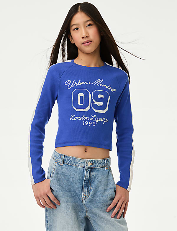 Cotton Rich Graphic Ribbed Top (6-16 Yrs)