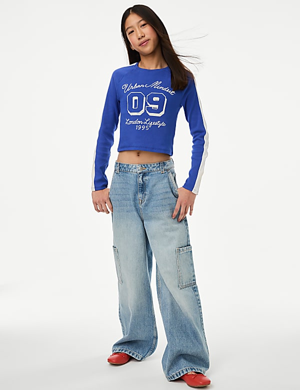 Cotton Rich Graphic Ribbed Top (6-16 Yrs)