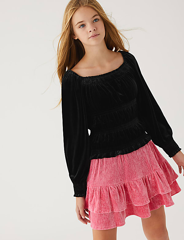 Velvet Shirred Top (6-16 Yrs) - PT