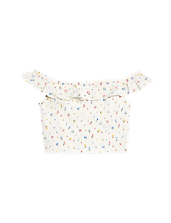 Cotton Rich Frill Bardot Top (6-16 Yrs)