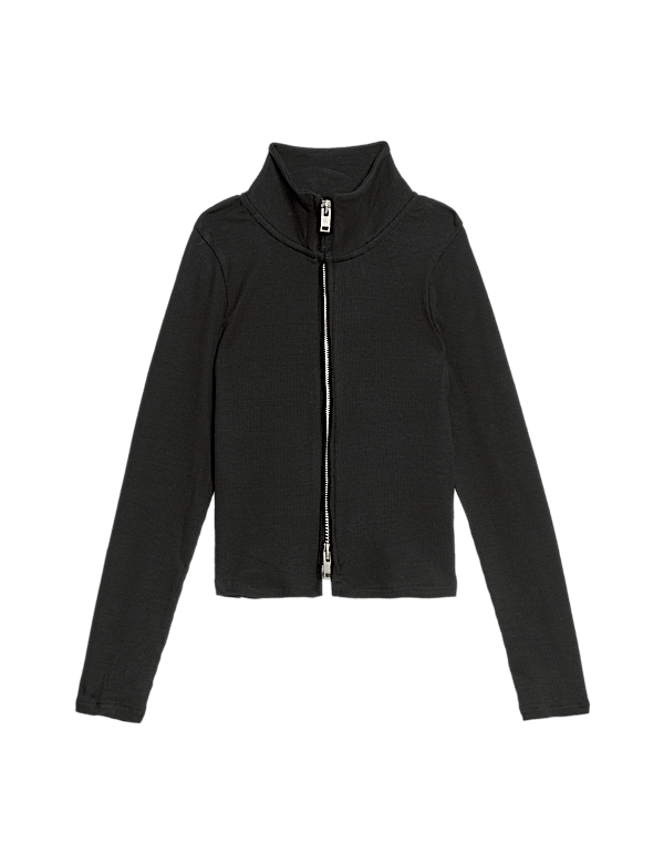Cotton Rich Rib Zip Top (6-16 Yrs)