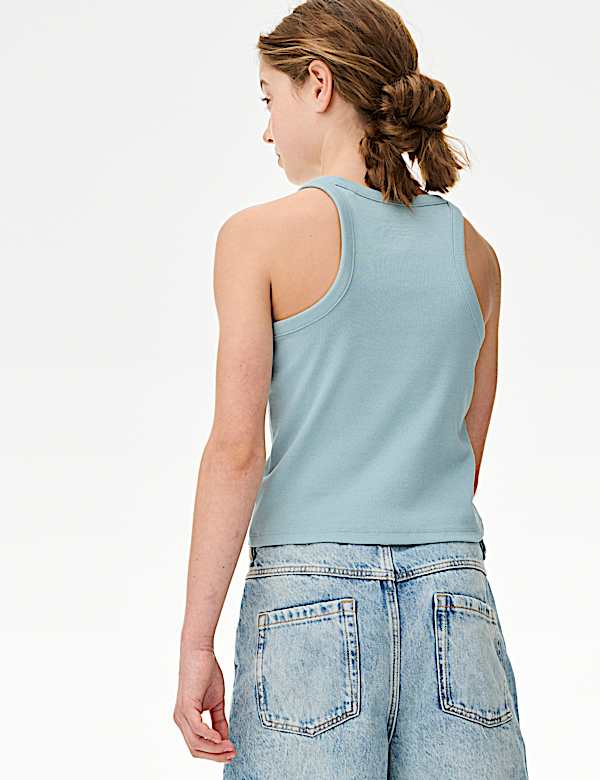 Cotton Rich Do Nothing Vibes Ribbed Vest (6-16 Yrs)