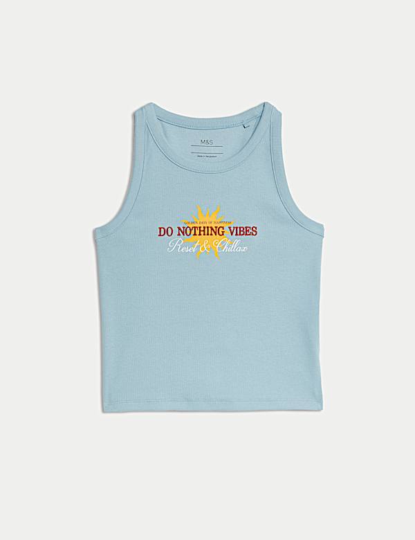 Maillot de corps en coton c&ocirc;tel&eacute; &agrave; motif Do Nothing Vibes (du 6 au 16 ans) - BE