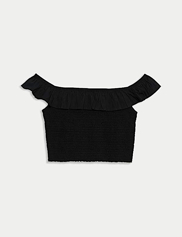 Nařasen&yacute; top Bardot, z čist&eacute; bavlny (6&ndash;16 let) - CZ