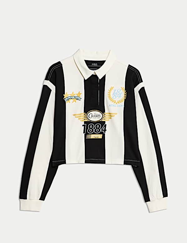 חולצת רוגבי בעיצוב פסים מכותנה טהורה (16-6 שנים) - IL