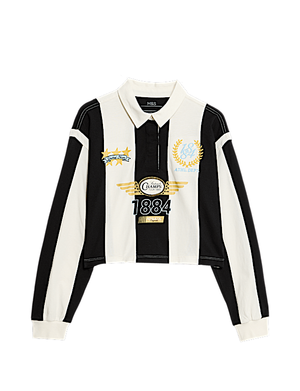 Pure Cotton Striped Rugby Top (6-16 Yrs)