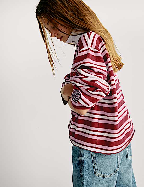 חולצת רוגבי מכותנה טהורה עם פסים (16-6 שנים) - IL