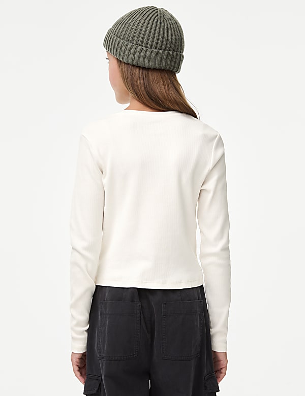 Cotton Rich Graphic Ribbed Top (6-16 Yrs)