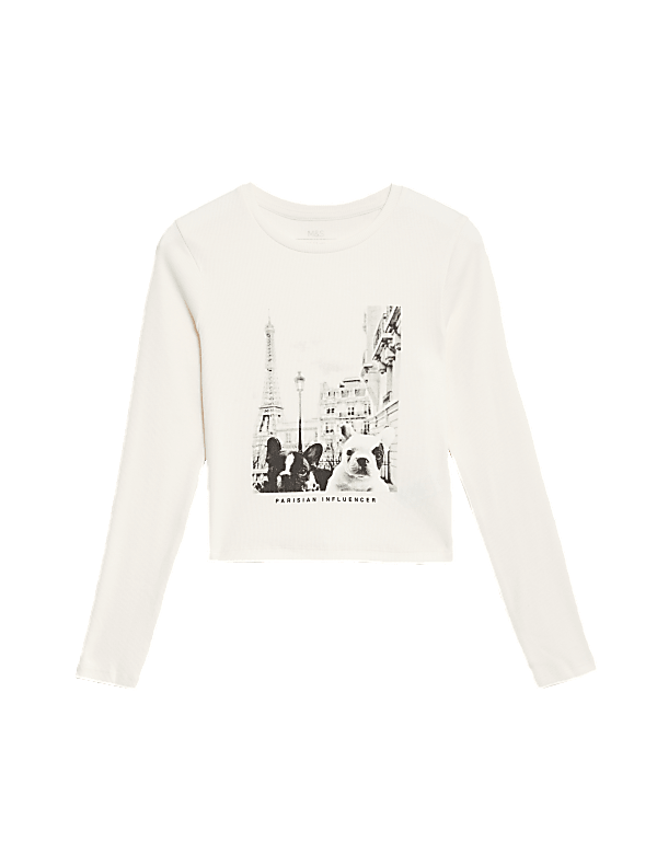 Cotton Rich Graphic Ribbed Top (6-16 Yrs)