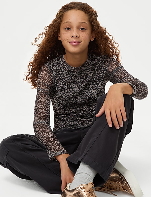 Animal Print Mesh Top (6-16 Yrs)
