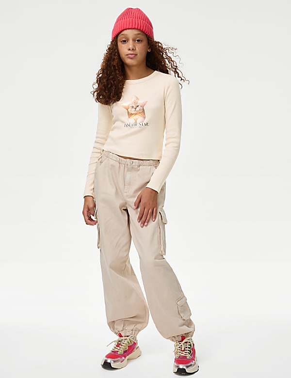 Cotton Rich Glitter Cat Top (6-16 Yrs) - LU