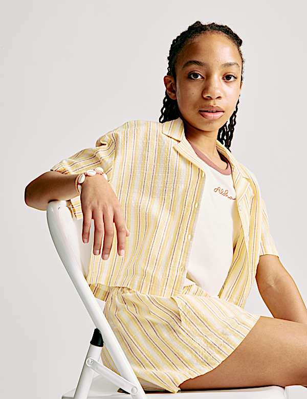 Kemeja Katun Murni Motif Garis (6-16 Thn) - ID