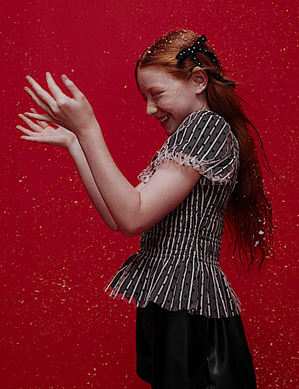 Polka Dot Print Mesh Top (6-16 Yrs) - AT