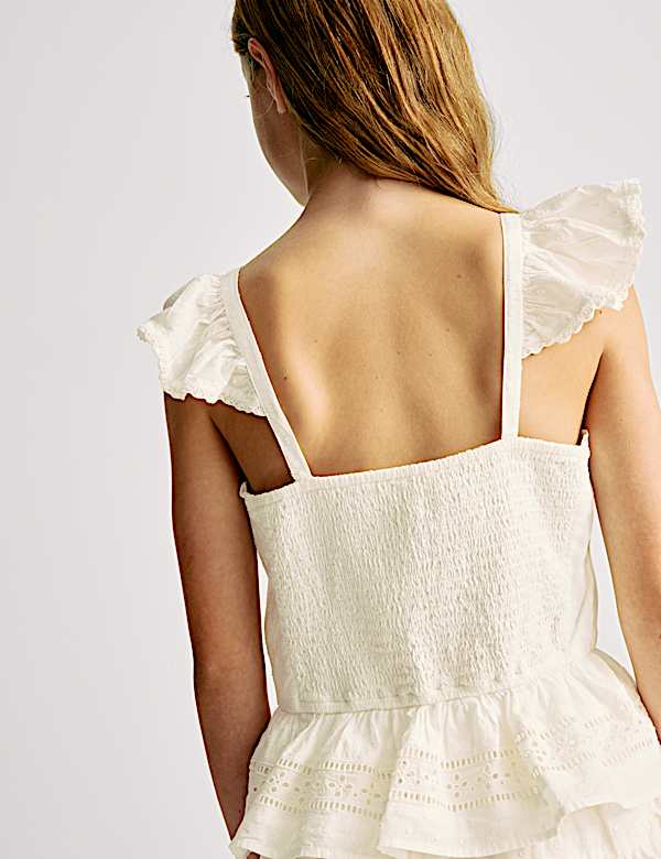 Pure Cotton Frilled Top (6-16 Yrs) - NO