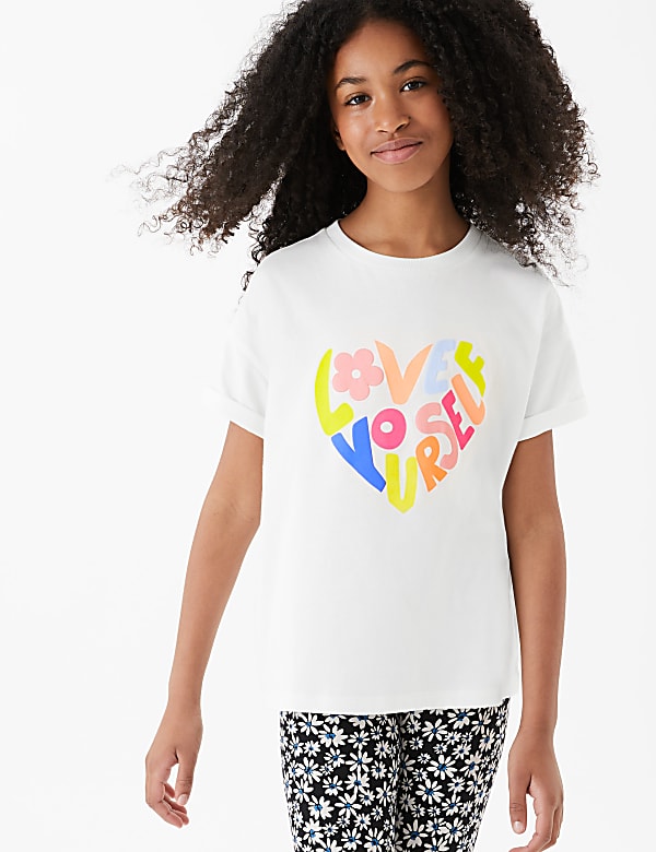 Pure Cotton Love Yourself Slogan T-Shirt (6-16 Yrs)