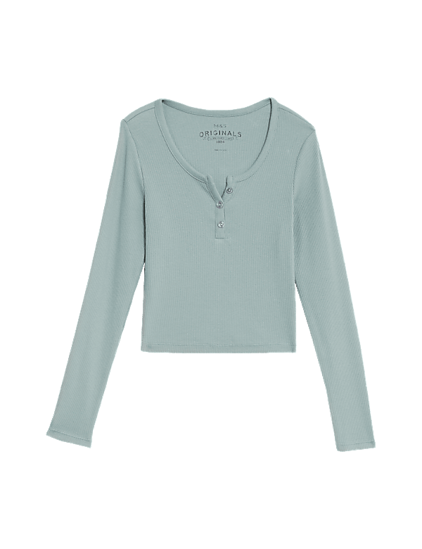 Cotton Rich Button Ribbed Top (6-16 Yrs)