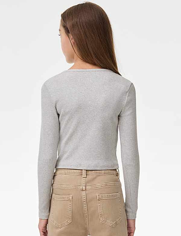 Cotton Rich Button Ribbed Top (6-16 Yrs)