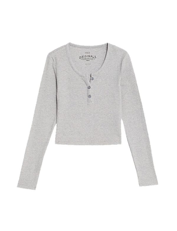 Cotton Rich Button Ribbed Top (6-16 Yrs)