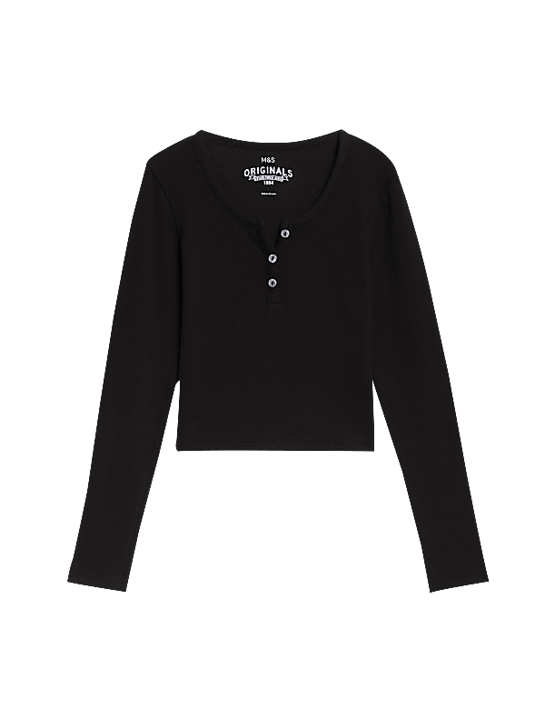 Cotton Rich Button Ribbed Top (6-16 Yrs)
