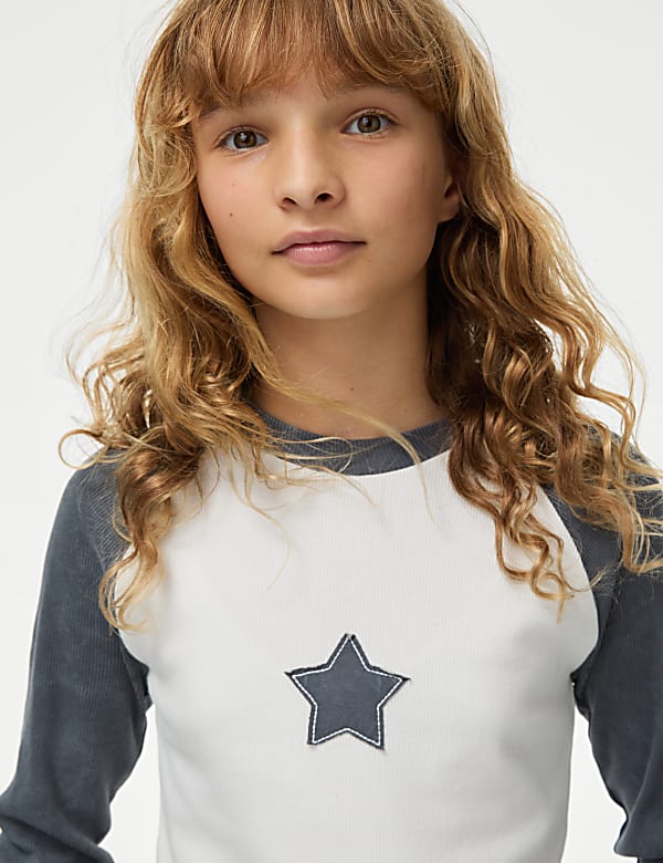 Cotton Rich Star Ribbed Top (6-16 Yrs) - LU