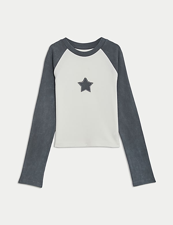 Cotton Rich Star Ribbed Top (6-16 Yrs) - LU