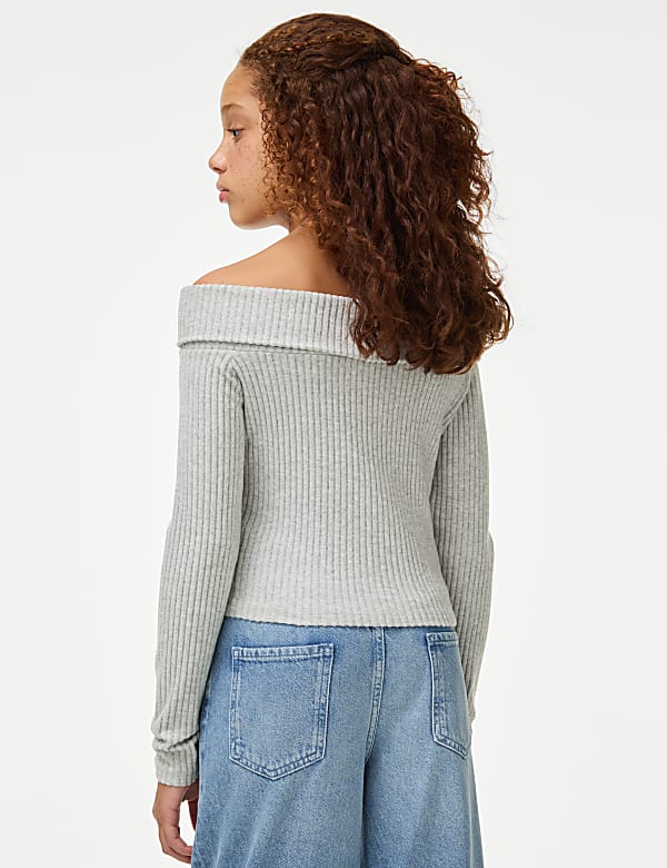 Ribbed Bardot Top (6-16 Yrs)