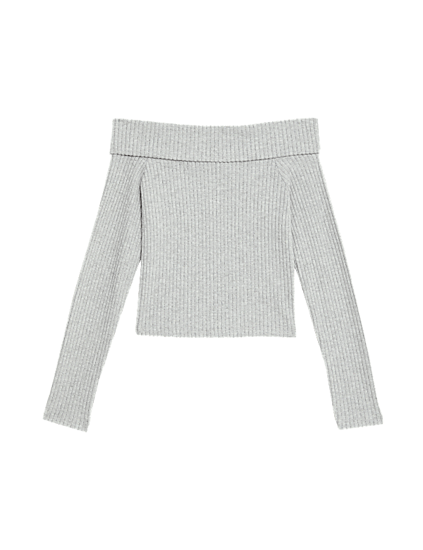 Ribbed Bardot Top (6-16 Yrs)