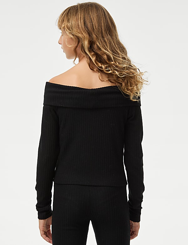 Ribbed Bardot Top (6-16 Yrs)