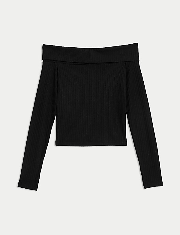 Ribbed Bardot Top (6-16 Yrs)