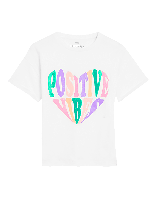 Pure Cotton Positive Vibes Slogan T-Shirt