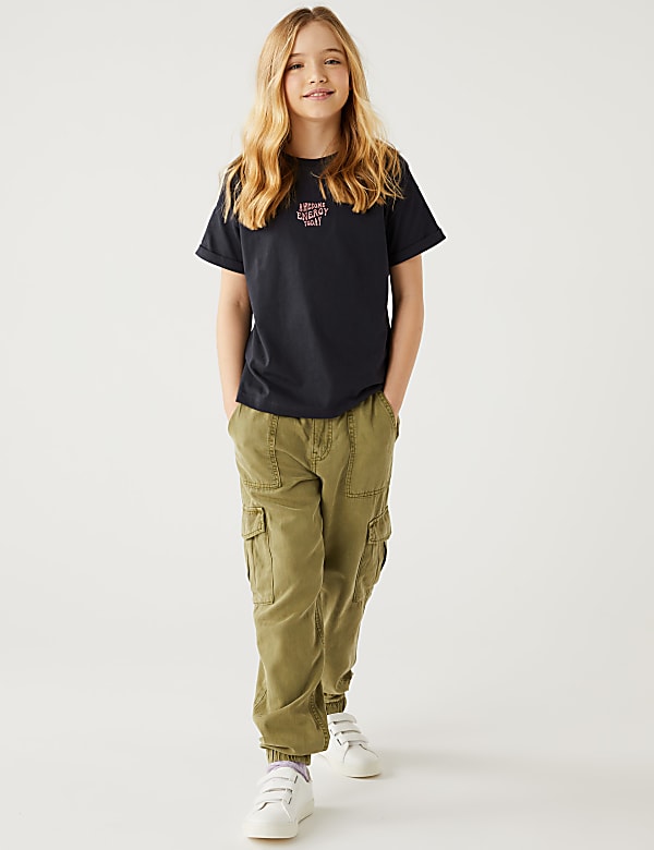 Pure Cotton Embroidered Slogan T-Shirt