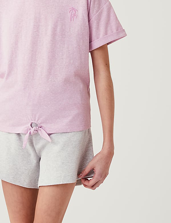 Cotton Blend Tie Front T Shirt