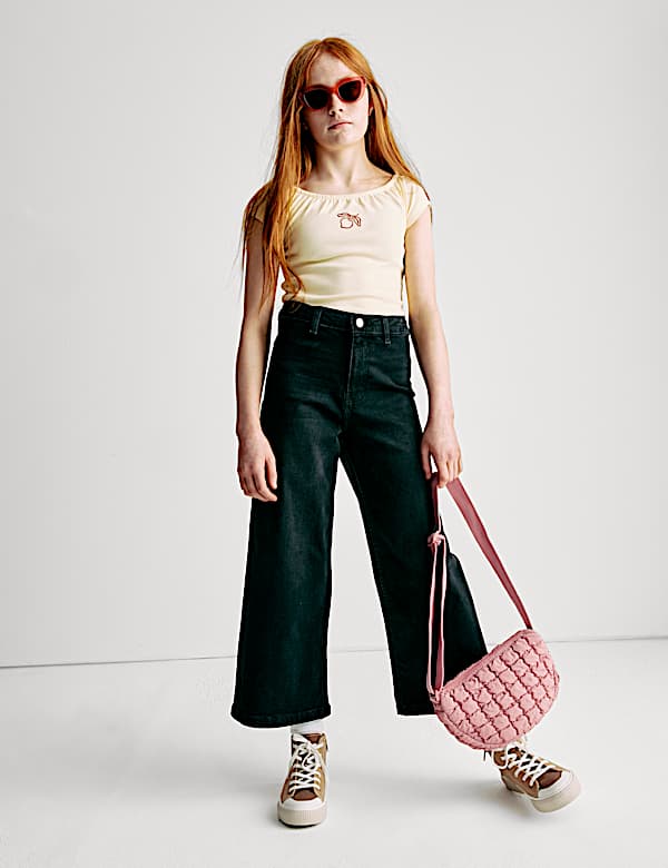 Cotton Rich Embroidered Cropped Top (6-16 Yrs) - JP