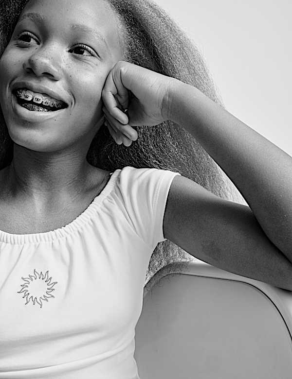 Cotton Rich Embroidered Cropped Top (6-16 Yrs) - CN