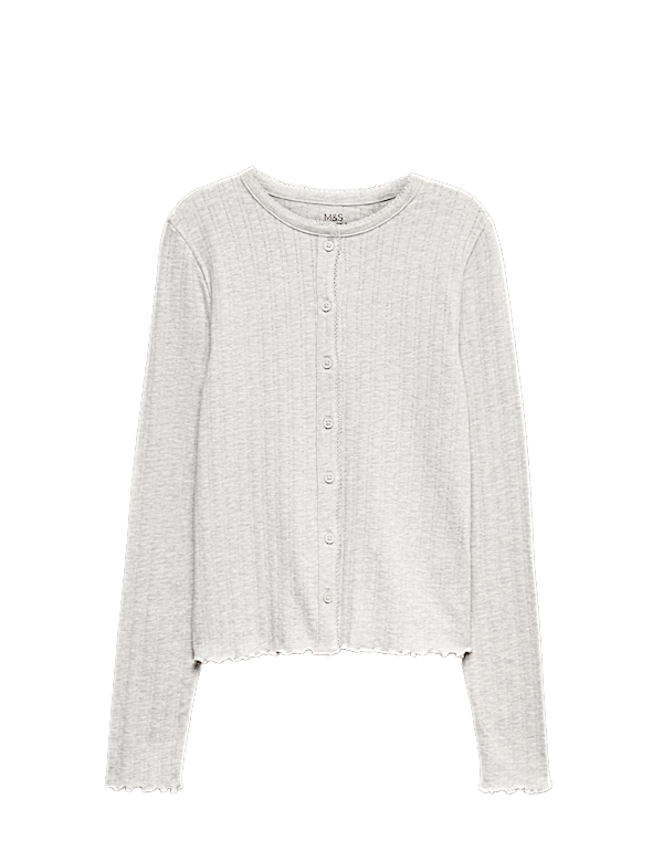 Cotton Rich Button Through Pointelle Top (6-16 Yrs)