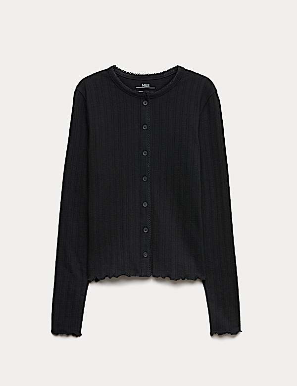 Cotton Rich Button Through Pointelle Top (6-16 Yrs) - CN