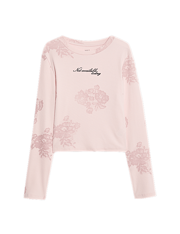Cotton Rich Slogan Ribbed Top (6-16 Yrs)