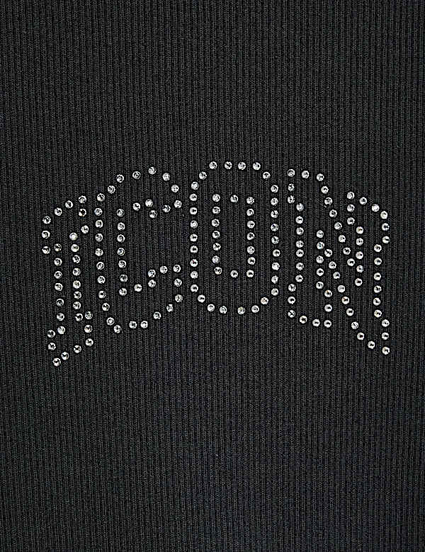 Cotton Rich Slogan Ribbed Top (6-16 Yrs)