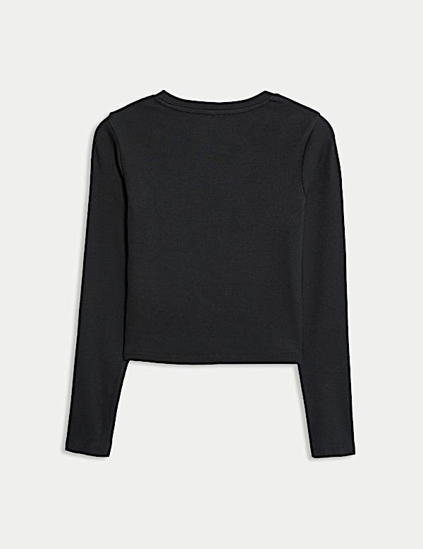 Cotton Rich Slogan Ribbed Top (6-16 Yrs)