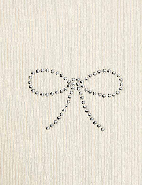 Cotton Rich Slogan Ribbed Top (6-16 Yrs)