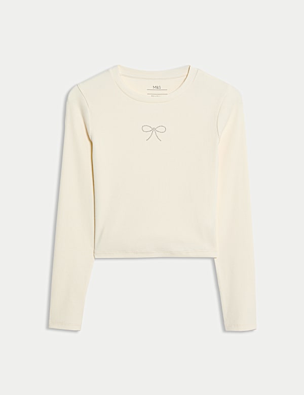 Cotton Rich Slogan Ribbed Top (6-16 Yrs)